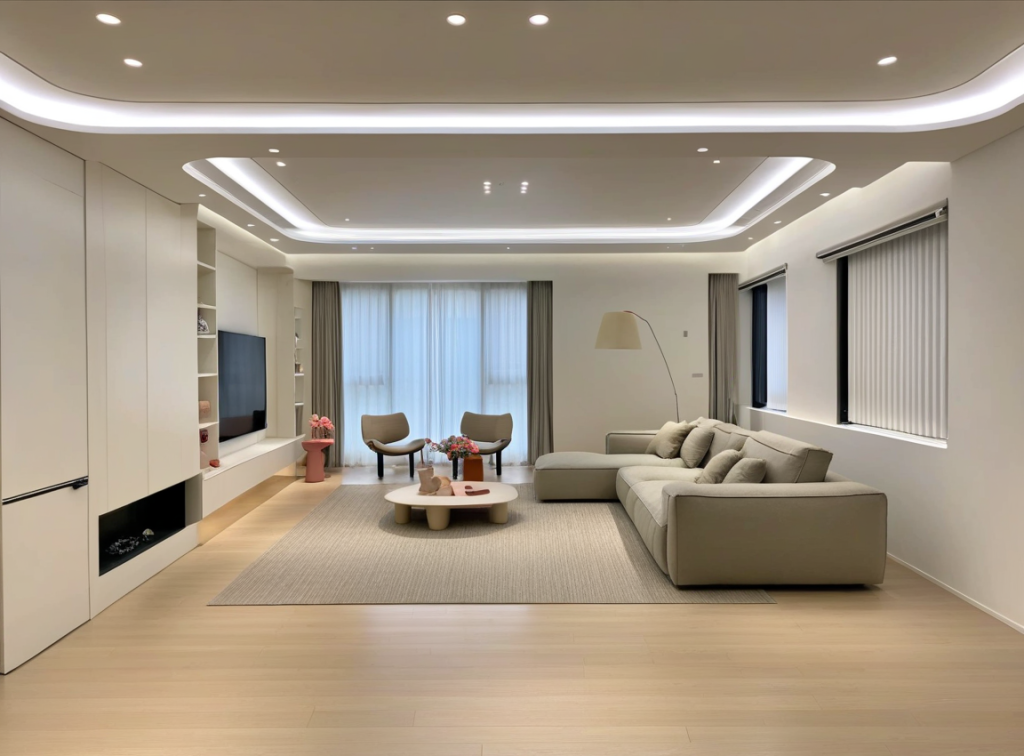Lưu ý quan trọng khi thi công sàn nhựa - Kinh nghiệm từ chuyên gia 2 Sàn nhựa Glotex cho phòng khách hiện đại