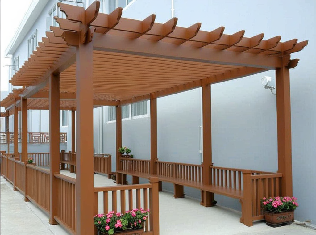 Trụ Nhựa Giả Gỗ Pergola cho thiết kế khu nghỉ chân ở công viên Trụ Nhựa Giả Gỗ Pergola cho thiết kế khu nghỉ chân ở công viên